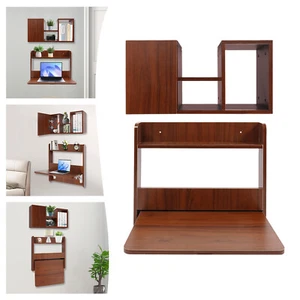 Wall Mounted Bookshelf Folding Space Saving Wall Mounted Table Fold Down Lapto - Picture 1 of 19