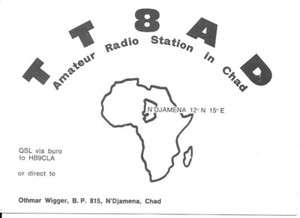 QSL  1983 Chad    radio card