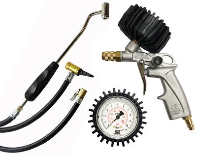 Reifenfüller Set Tankstellenstecker Ventilstecker Hebelstecker Reifendruckprüfer - Bild 1 von 4