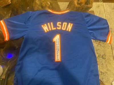 MOOKIE WILSON AUTOGRAPHED CUSTOM NEW YORK METS JERSEY. W/INS. STEINER CERTIFIED - Image 1 of 4