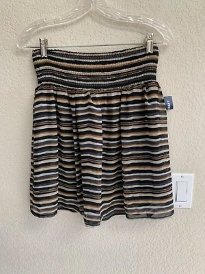 Falda a Rayas Antigua Azul Marino Marrón Negro Talla S Nueva con Etiquetas Foto 1 de 4