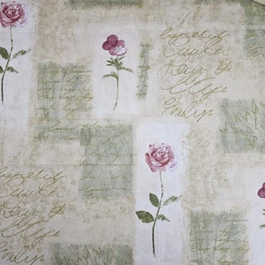 Waverly Rue D'Orleans Floral Sage Rose Script Cotton Fabric Approx 54" X 2.44 Yd - Picture 1 of 9