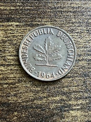 1964 Germany 2 Two Pfennig Actual Coin TB3558* - Image 1 of 2