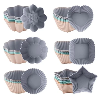 36 Stück Muffinformen Aus Silikon, 6 Arten Formen, Antihaft-Backformen Aus 8490 - Bild 1 von 4