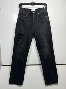 Pantalones de mezclilla negros de cintura alta Agolde para mujer años 90 talla 25 algodón desgastado  - Imagen 1 de 11