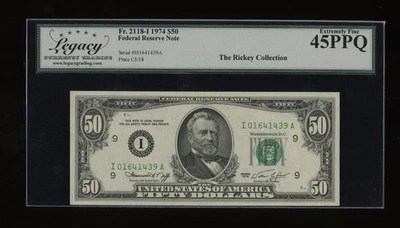 DBR 1974 $50 FRN Minneapolis Fr. 2118-I Legacy 45 PPQ Serial I01641439A - Image 1 of 2