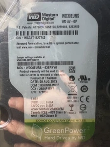 Western Digital WD30EURS 3TB AV-GP HDD – FW:63SPKY0 - Picture 1 of 7
