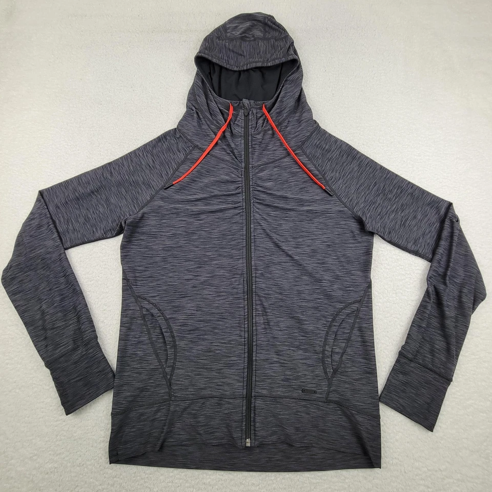 prAna Full Zip Hoodie Jacket Womens Large Gray Athletic Stretch Hooded Lined - Image 1 of 4