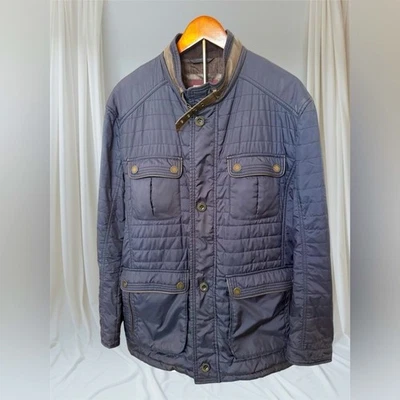 Chaqueta Abrigo Johnston & Murphy Hombre Otoño Acolchada Cuello Pana Azul Marino XL Foto 1 de 4