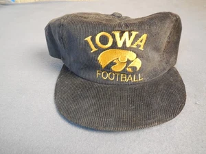 DG3 Vtg Iowa Hawkeyes Football Snapback Hat Black Corduroy University Black - Picture 1 of 3