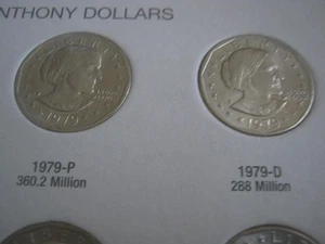 Zwei USA Susan B Anthony Dollars, 1979 P & 1979 D, Stempelglanz mit Glanz - Bild 1 von 5