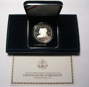 2003-P FIRST FLIGHT PROOF 90% SILVER DOLLAR COMMEMORATIVE W/OGP - Picture 1 of 3