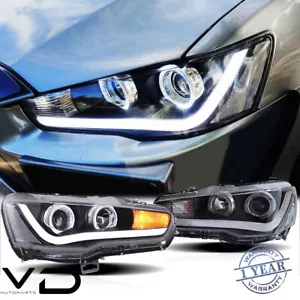 For 2008-2019 Mitsubishi Lancer CF CJ EVO X Sedan Front Lamps LED Headlights L+R - Picture 1 of 12