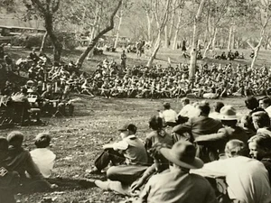 AiC) Found Photo Photograph Snapshot Boy Scouts Sing Song 1937 Arroyo Seco Park - Picture 1 of 3