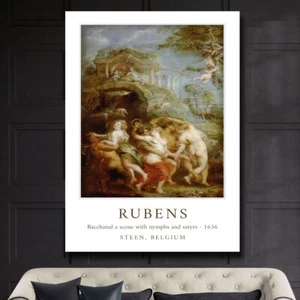 Rubens- Bacchanal a scene with nymphs -Wall Art Print Poster EXTRA LARGE 66x44 - Picture 1 of 4