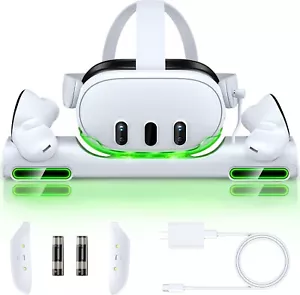 Charger Station for Meta Quest 3 RGB Fast Magnetic Charging Dock 2 Batteries inc - Picture 1 of 7