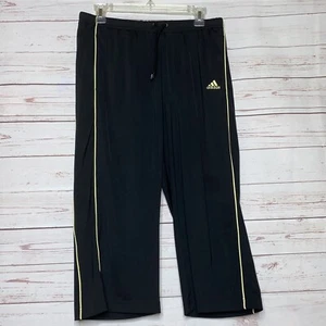 Adidas Black Gold Cropped Track Pants Size M Drawstring Waist - Picture 1 of 10