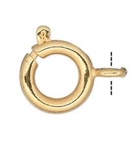 Clasp, Springring, 100 Gold Plated Brass 7mm Spring Ring Clasps - Picture 1 of 3