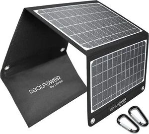 Realpower Solar Ladegerät 22W Solarpanel Faltbar USB QC 3.0 Wasserdicht Wie Neu - Afbeelding 1 van 7