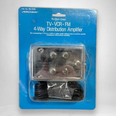 RadioShack Archer 15-1119 4-Way Output Coax Cable Distribution Amplifier New - Image 1 of 2