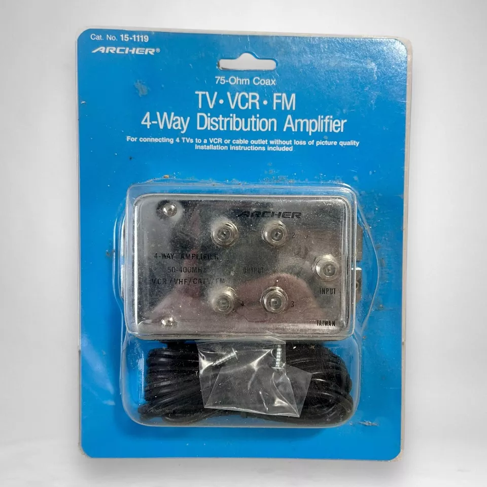 RadioShack Archer 15-1119 4-Way Output Coax Cable Distribution Amplifier New - Image 1 of 2