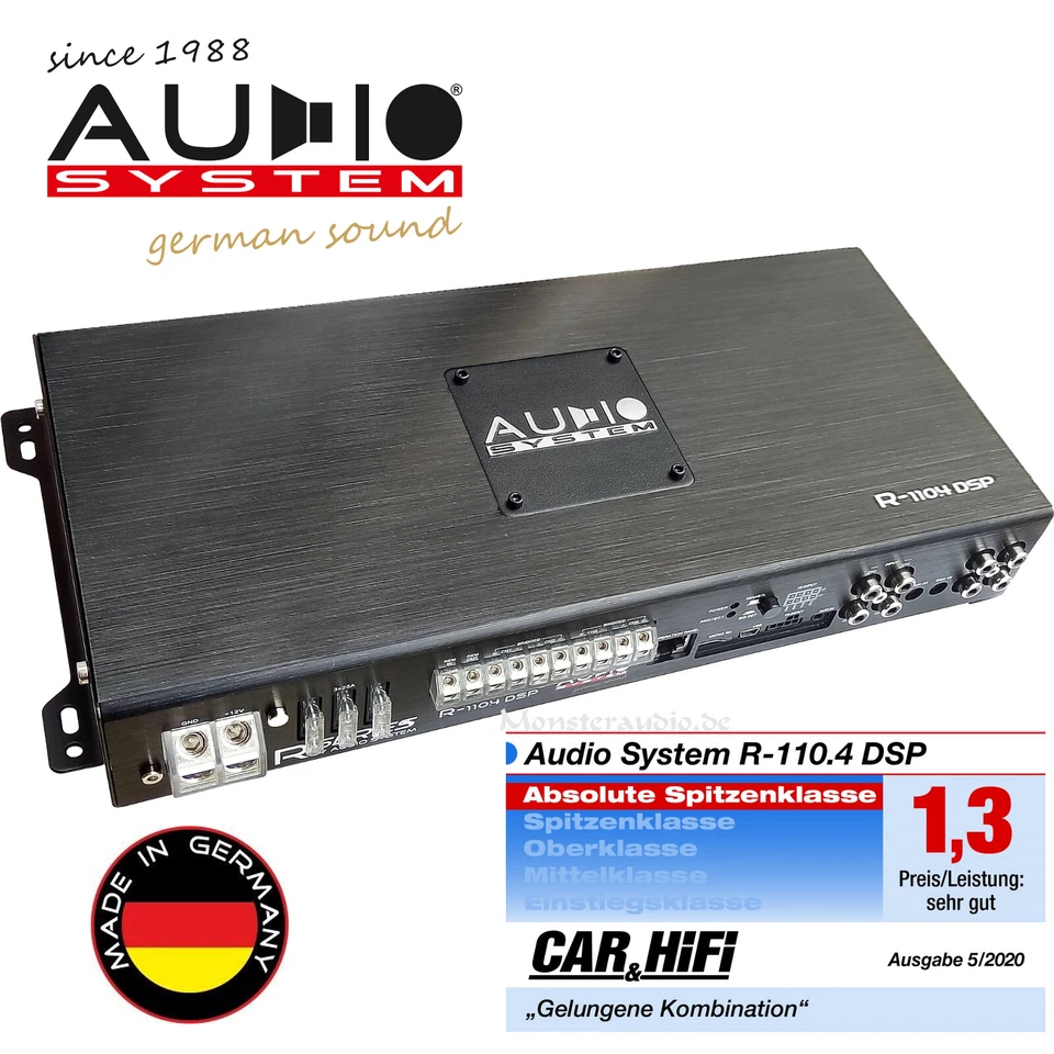 AUDIO SYSTEM R-110.4 DSP 4-Kanal Verstärker 8-Kanal DSP digitaler Soundprozessor - Bild 1 von 1