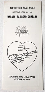 Vintage WABASH RAILROAD COMPANY Railway Timetable Map 1960 - Bild 1 von 4