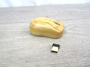 Wireless Optical Bamboo Ergonomic Mouse With USB Receiver Brown Tested & Ready - Picture 1 of 8