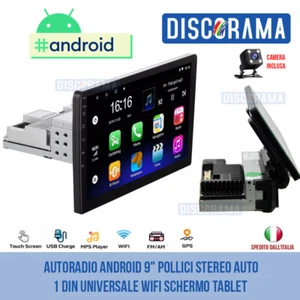 AUTORADIO ANDROID 9" POLLICI STEREO AUTO 1 DIN UNIVERSALE WIFI SCHERMO TABLET  - Foto 1 di 7