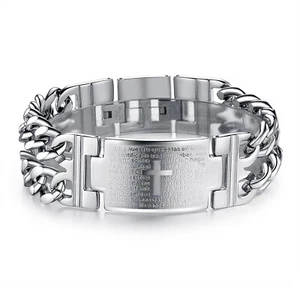 Punk Herren Armreif Armband 24mm Breit Edelstahl Kreuz Schmuck Silber Bracelet - Bild 1 von 5