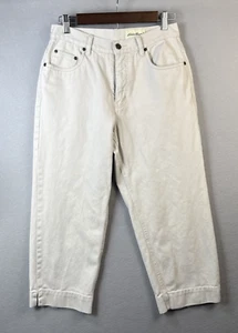 Eddie Bauer Capri Jeans Womens Size 6 Light Gray Off White Denim Pants Vacation - Picture 1 of 10