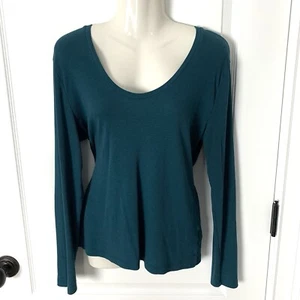 A New Day Top Women’s Large Turquoise Ribbed Long Sleeve T-Shirt Round Neck - Picture 1 of 6