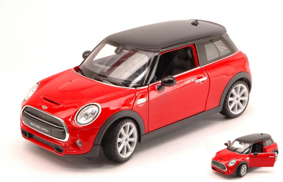 MODELLINO AUTO STATICO WELLY NEW MINI COOPER HATCH 2014 ROSSO W/NERO ROOF 1:24 - Immagine 1 di 2