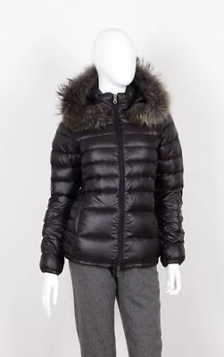 女式 Duvetica 聚酰胺黑色连帽羽绒服 42 码 — 第 1/4 张图片