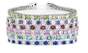 Women's 18k White Gold Plated Tennis Bracelet Made With Swarovski Elements - Picture 1 of 14