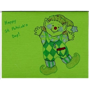 Dancing Leprechaun - A - Handmade Good Greeting Supply Card CLEARANCE - Picture 1 of 4