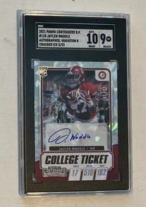 2021 Panini Contenders DP #110 Jaylen Waddle Auto Cracked Ice Var 5/23 SGC 9/10 - Picture 1 of 2