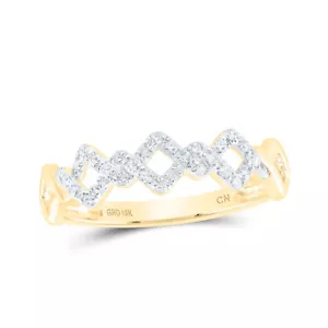 10K Yellow Gold Womens Round Diamond Offset Square Stackable Band Ring 1/6 Cttw - Picture 1 of 2