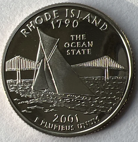 DEEP CAMEO 2001-S Rhode Island State Quarter RI 25c GEM PROOF BUY MORE & SAVE Cover