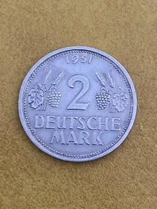 BRD 2 Deutsche Mark 1951 J Trauben und Ähren - Bild 1 von 2