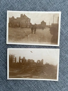 WW1 UNKNOWN RUINS REAL PHOTO POSTCARD x 2 - Picture 1 of 2