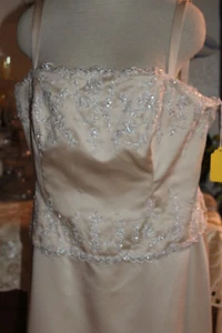Victoria's beige sand sequin satin bridesmaids evening formal long dress 18 - Picture 1 of 4