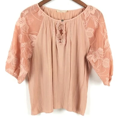 Blusa Hazel Top Mujer Mediana Pequeña Bordada Gasa Manga Corta  Foto 1 de 4