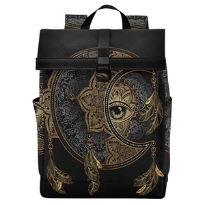 ALAZA Boho Crescent Moon & Sun Dreamcatcher Large Laptop Backpack Purse for W... - Picture 1 of 6