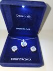 DANECRAFT CZ FINE SILVER  PLATE NECKLACE AND EARRINGS NWT