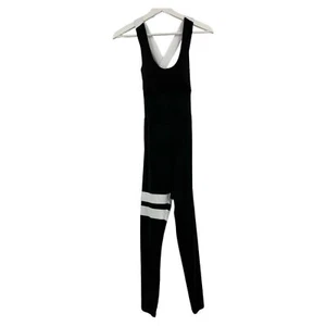 Full jumpsuit S womens bodysuit fitted black criss cross back athletic fitness - Picture 1 of 10