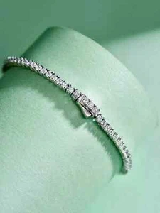 Diamond Tennis Bracelet Lab Created 4Ct Round Cut Women's 14K White Gold Plated - Picture 1 of 7
