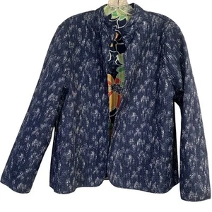 Alfred Dunner Reversible Quilted Jacket Floral Blue Green Orange Women’s Size L - Picture 1 of 5