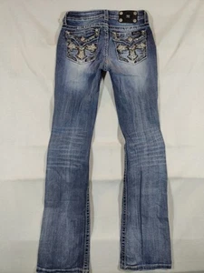 Miss Me Jeans Women's 16 Boot Cut Embellished Pockets Western Cowgirl Denim Blue - Picture 1 of 11
