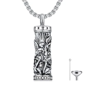 Heiliger Michael Urne Halskette für Herren Damen 925 Silber Sterling St Asche Halskette... - Bild 1 von 6